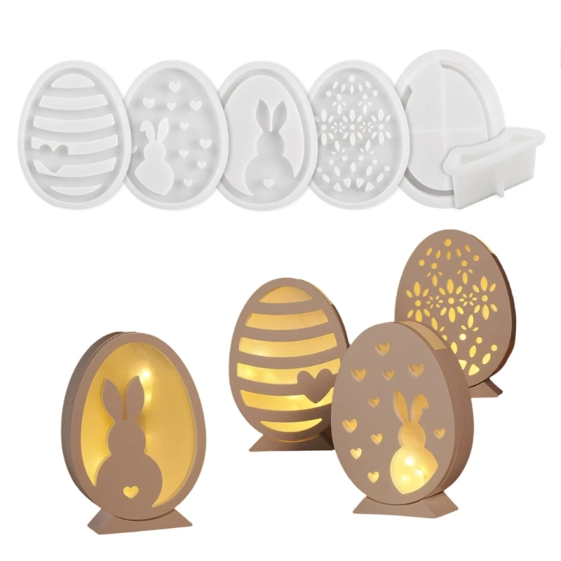 MXME Easter Eggs and Rabbit Lamp Silhouettes Silicone Mold for Creative Projects