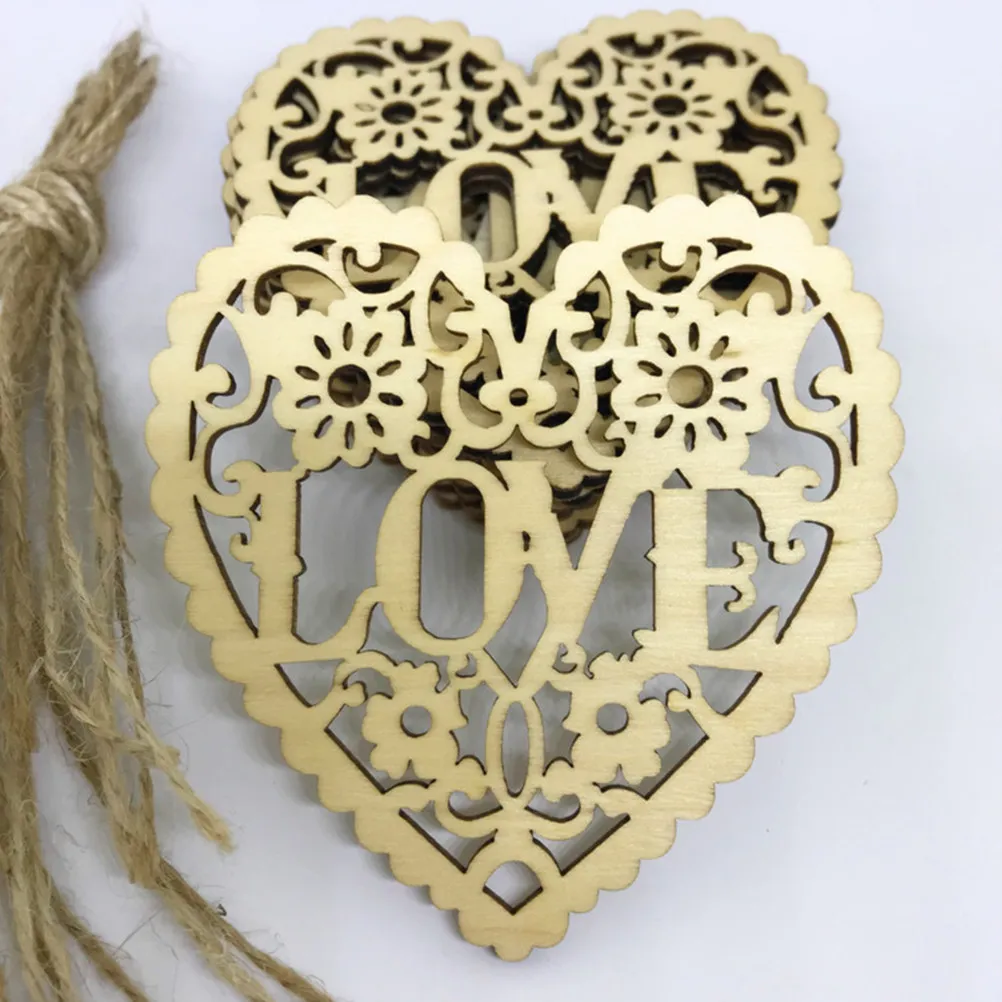 

20 pcs Wooden Heart Decoration 8X8X0.3Cm Natural Wood Color Smooth Sanded Diy Craft For Hanging Pendant Scrapbooking Wedding