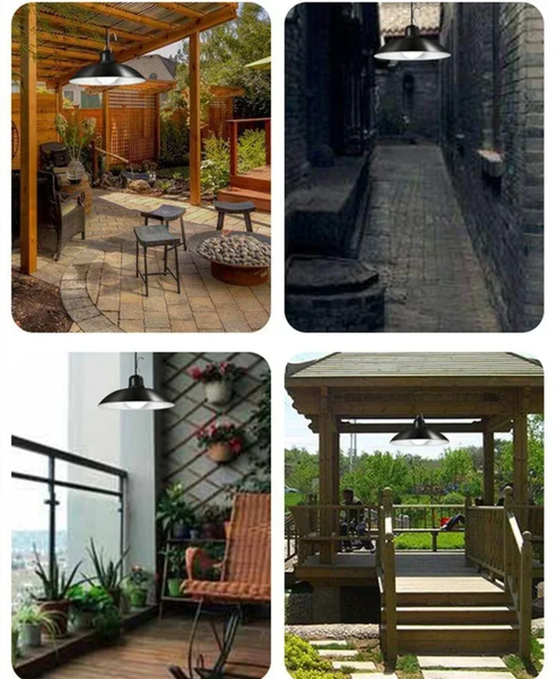 Solar Pendant Light Outdoor Waterproof LED Lamp Double-head Chandelier Decorations with Remote Control for Indoor Shed Barn Room - Image 3