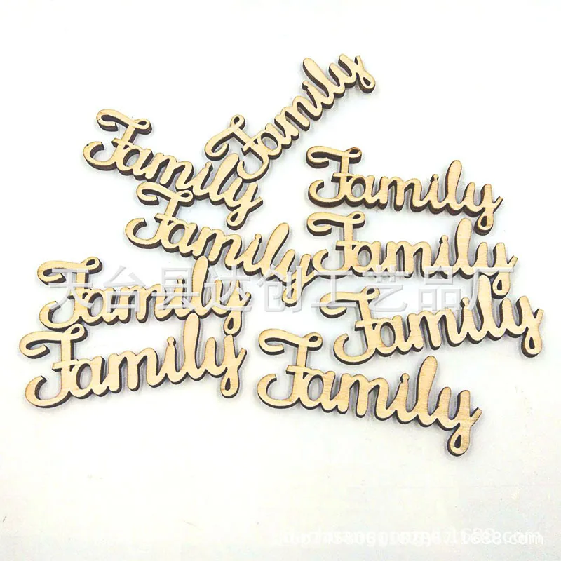 ファミリーホームパーティーアルファベット手作り装飾ウッドチップ、ナチュラルDIYクラフトウッド10個パック