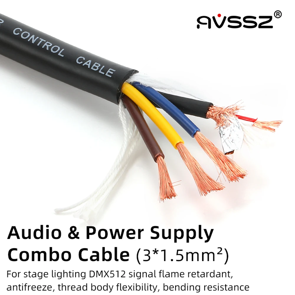 

AVSSZ 50m 3×1.5mm² XLR Active Speaker Power Supply Audio Signal Hybrid Cable,Stage Audio / Monitoring Power Signal DMX512 Line