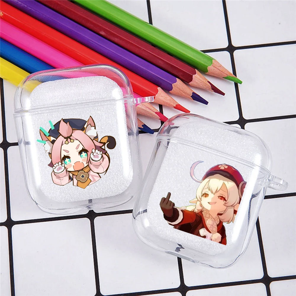 Cute Genshin Impact Characters Clear TPU Case for Airpods Pro 2 1 3 Zhongli Hutao Xiao Soft Silicone Cover Earphone Airpod Cases