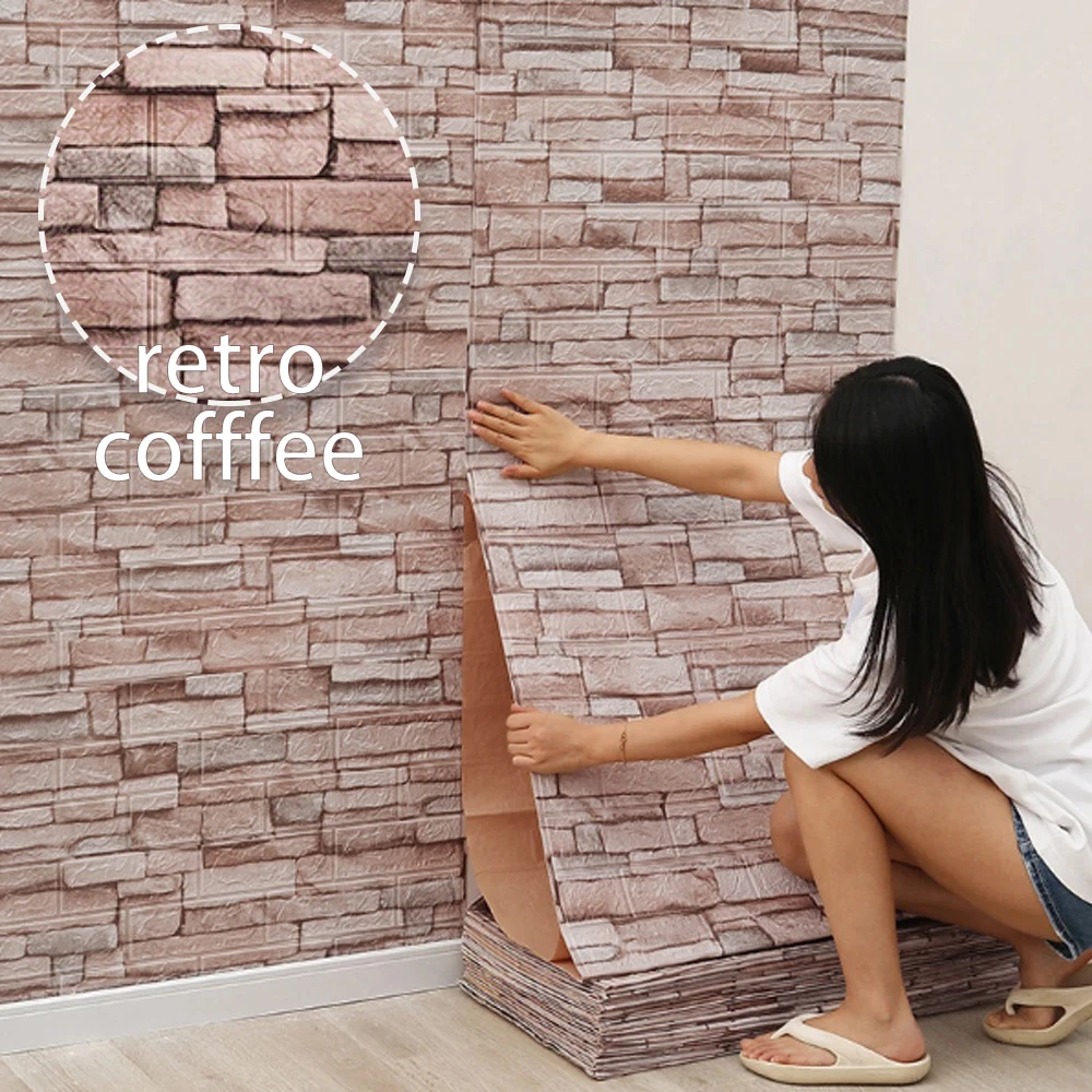 

3D retro brick pattern PVC wall sticker self-adhesive wallpaper for bathroom kitchen bedroom living room decoration wallpaper