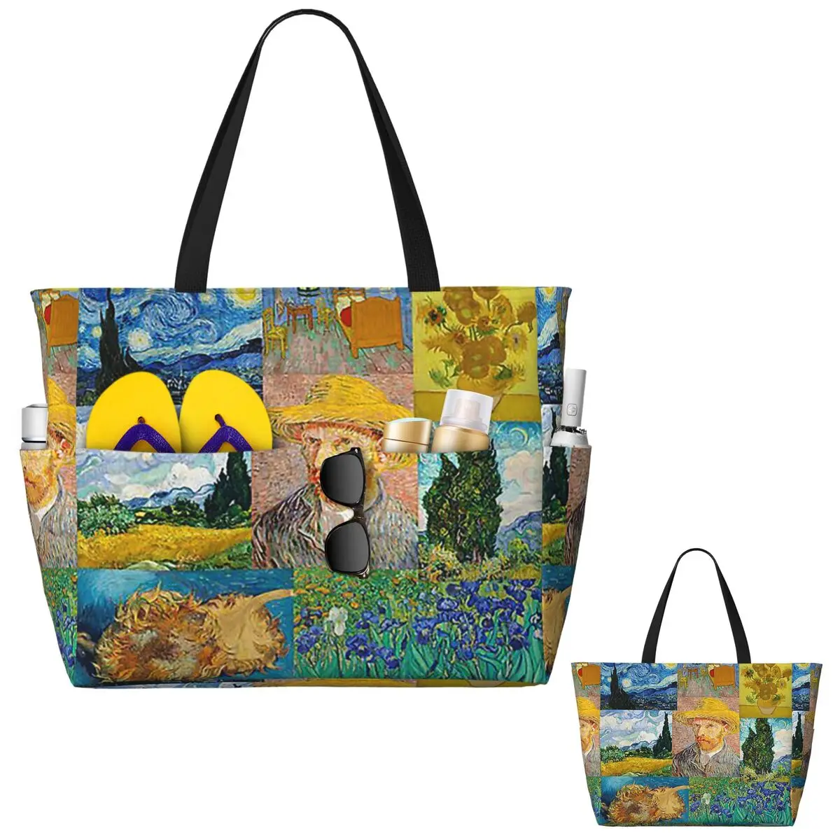 Vincent Van Gogh pinturas arte Collage playa bolso de mano deporte gimnasio Yoga Duffle bolso grande mujer bolsa de viaje bolsa de Fitness