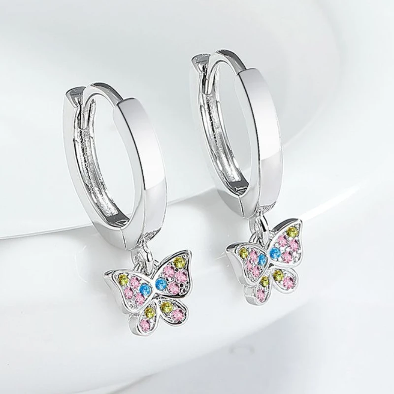 

Cute Female Earrings 925 Sterling Silver Butterfly Zircon Engagement Stud Earrings for Women Luxury Argent Jewelry Wholesale