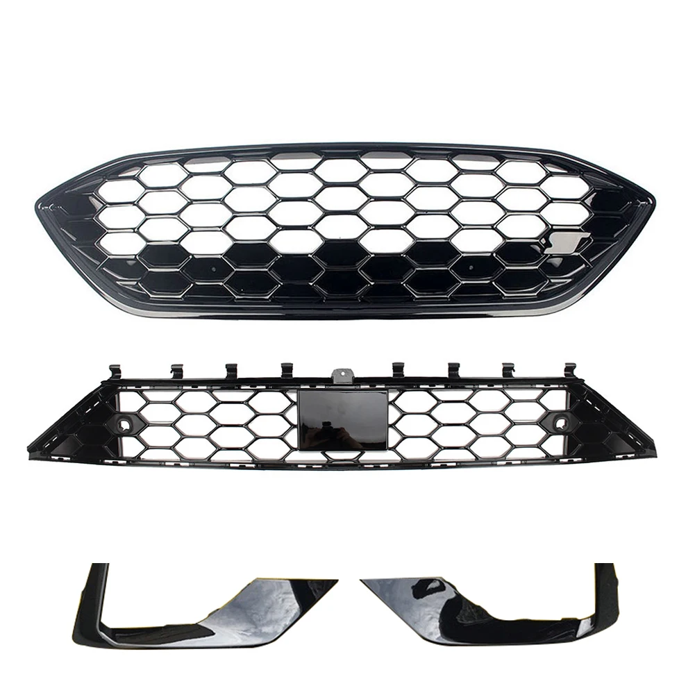 شبكة المبرد للسباق الأمامي شبكة المبرد العلوي والسفلي لفورد فوكس ST ST-Line 2019 2020 2021 2022 MK4 #3