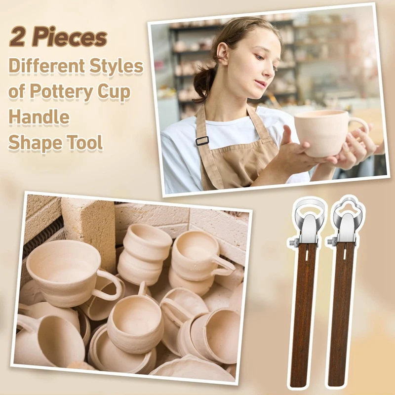 2Pcs Sculpture Scraper Pottery Carving Tool Pottery Cup Tool Kit Clay Extruder Tool Teacup Mug Handle Clay Clay Carving Tool Kit