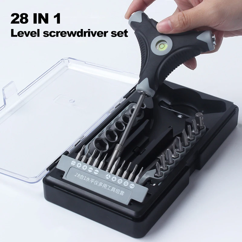 

28 in 1 Level Shaped Screwdriver Set Multifunctional Precision Bits Kit Repair Tool Sleeve Impact Screw Driver