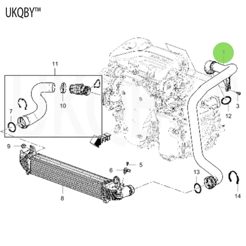 Suitable for 18-20 Ch ev ro le t Ex pl or er 1.5T intercooler water pipe/turbocharger outlet pipe 23278449