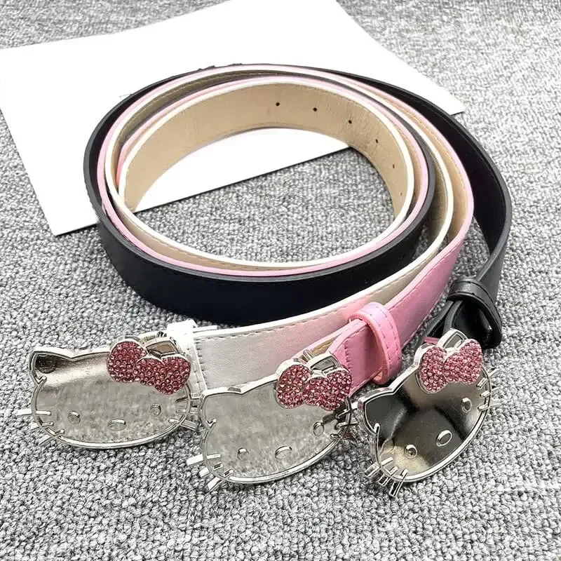 Anime Hello Kitty Cintura in vita Miniso Anime Cartoon Simpatico strass intarsiato Cintura Moda Jeans Cintura Accessori Fascino Regalo di festa