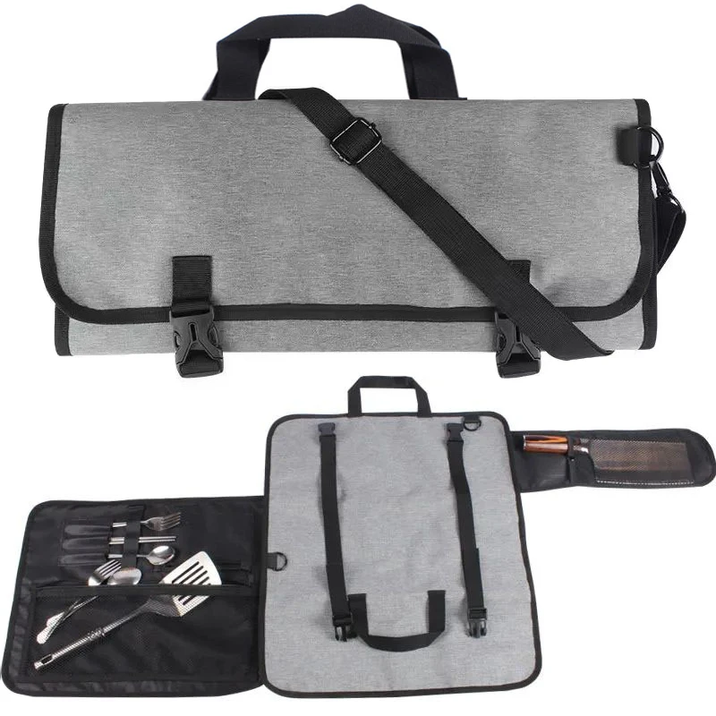Foldable Handbag Shoulder Chef Knife Bag Oxford Trip Cooking Kitchen Japanese Slicing Santoku Knife Storag Pocket Roll Up Large