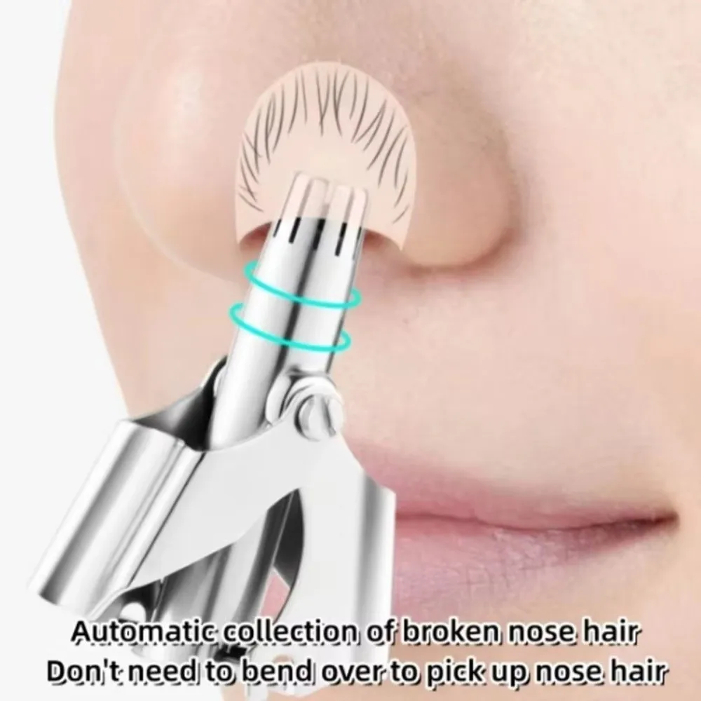 Stainless Steel Nose Grooming Clipper Rotating Cutter Head Portable Nasal Grooming Tool Washable Battery Free