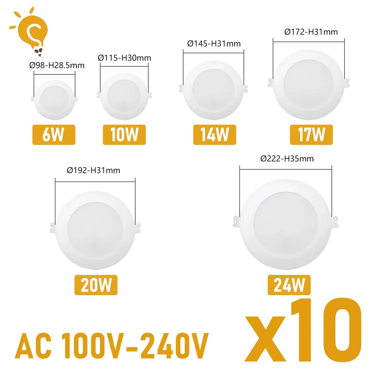 

10pcs/lot LED Downlight 110V 220V Ceiling Light 17W 20W 24W Recessed Led Down light Round Panel Light Spotlight Indoor Lighting