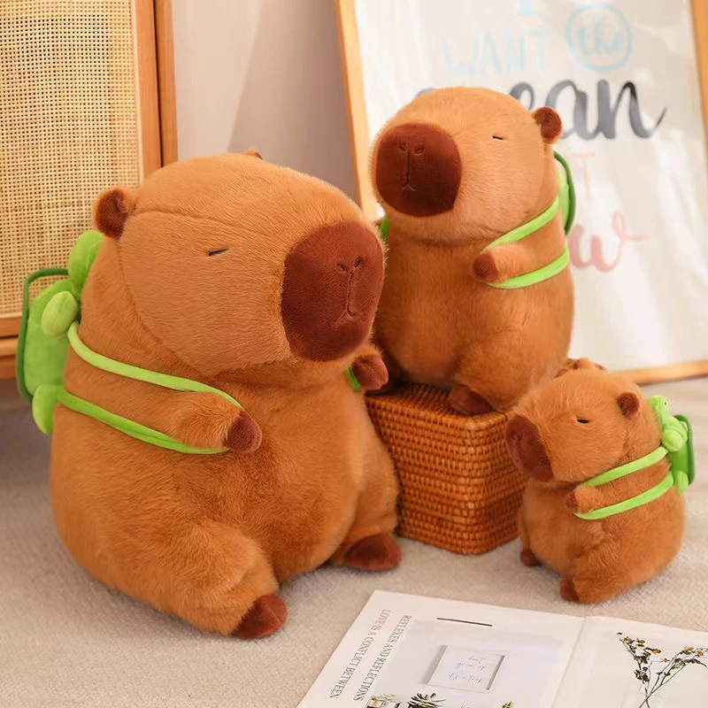 Cute Capybara Plush Toy Stuffed Animals Capibara with Turtle Backpack Kapibala Soft Doll Kids Toys Birthday Christmas Gift