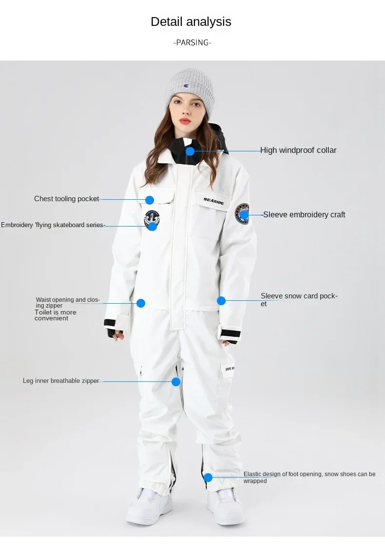

2025 new Wo rkwear Jumpsuit For Men And Women Waterproof Windproof Bre athable Single Double Board Ski Clothes And Pan ts OT2