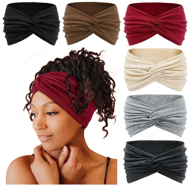 Skręcone szerokie opaski na głowę dla kobiet bardzo duży turban opaska treningowa modne opaski do włosów do jogi Boho skręcone grube akcesoria do włosów