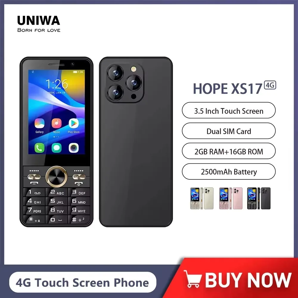 UNIWA HOPE XS17 4G Telefon z klawiaturą dotykową Czterordzeniowy smartfon Android 8.1 2GB+16GB 2500mAh 3.5 Inch Telefon komórkowy Whatsapp GPS — zdjęcie produktu 1