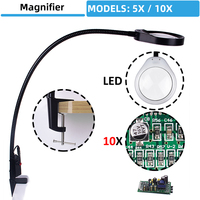 Flexible Illuminated Magnifier 5X/10X Desk Table Lamp Magnifying Glass For Soldering Iron Repair/ Reading /Skincare Beauty Tool