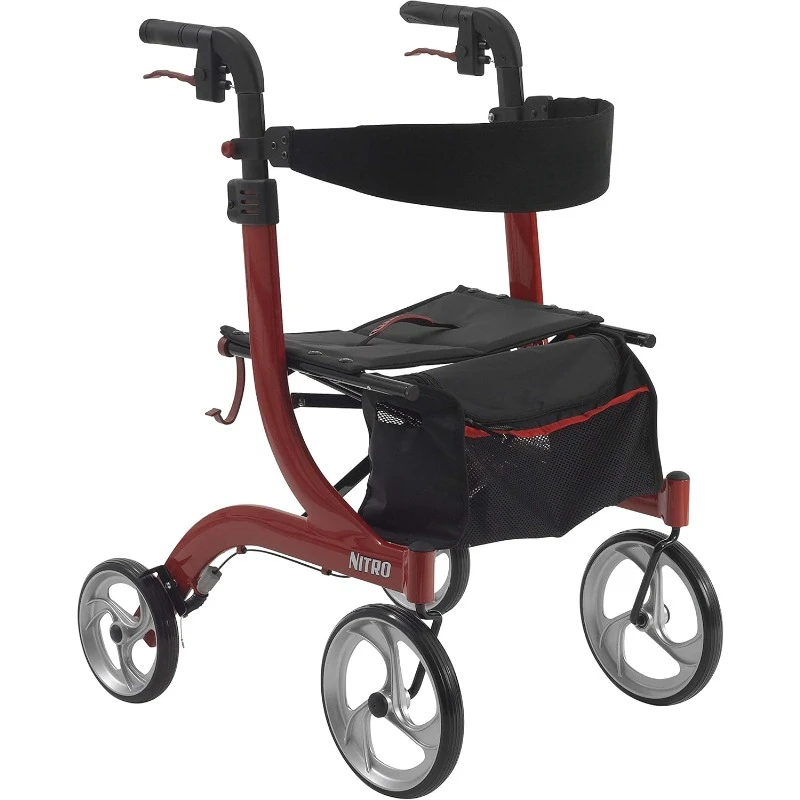 RTL10266 Nitro Euro-Style 4-Wheel Rollator Walker With Seat, Red