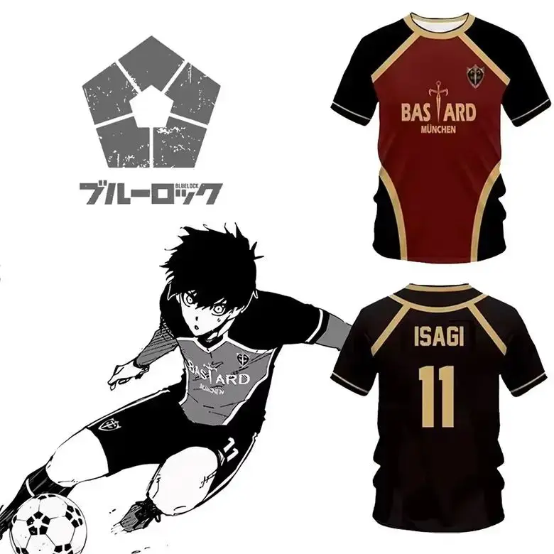 Nueva Camiseta Deportiva Casual 3D de Verano para Hombre y Mujer, Estilo Futsal, con Patrón de Blue Lock, Réplica Vl, Anime Bastard Munich