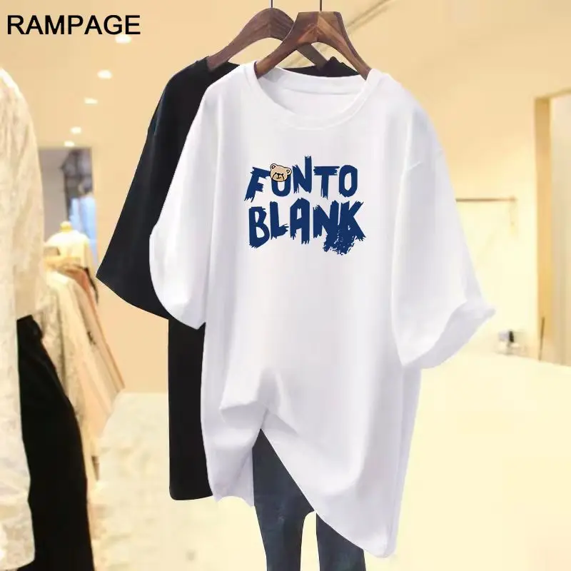 

Women Chic Letter Printed T-shirt Summer Pure Cotton Short Sleeve Casual O-neck Pullover Lady Loose Basics Simple Top Tees M-6XL