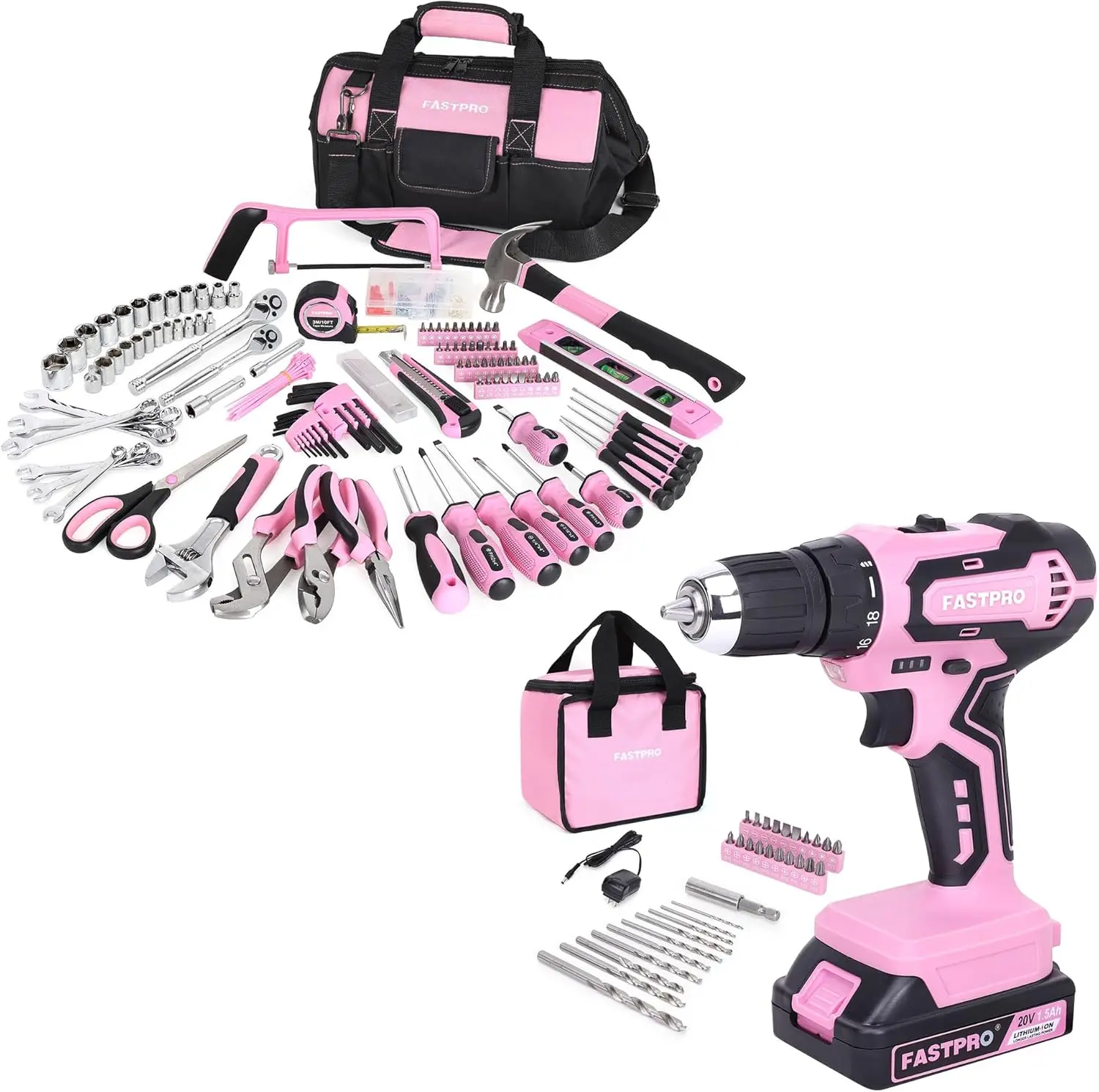 

268-Piece Pink Tool Set & 20V Cordless Drill Driver