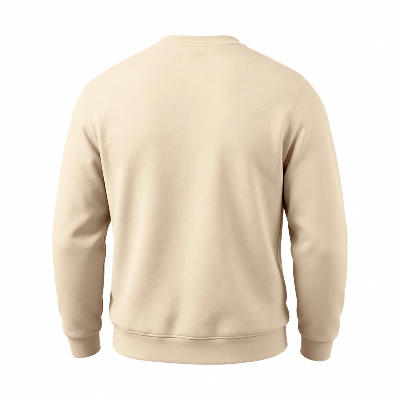 Einteiliger, locker sitzender, klassischer, mit Fleece gefütterter Rundhals-Langarm-Sweatshirt für Herren, warmes, winddichtes, lässiges Winter-Oberteil – Detail 6
