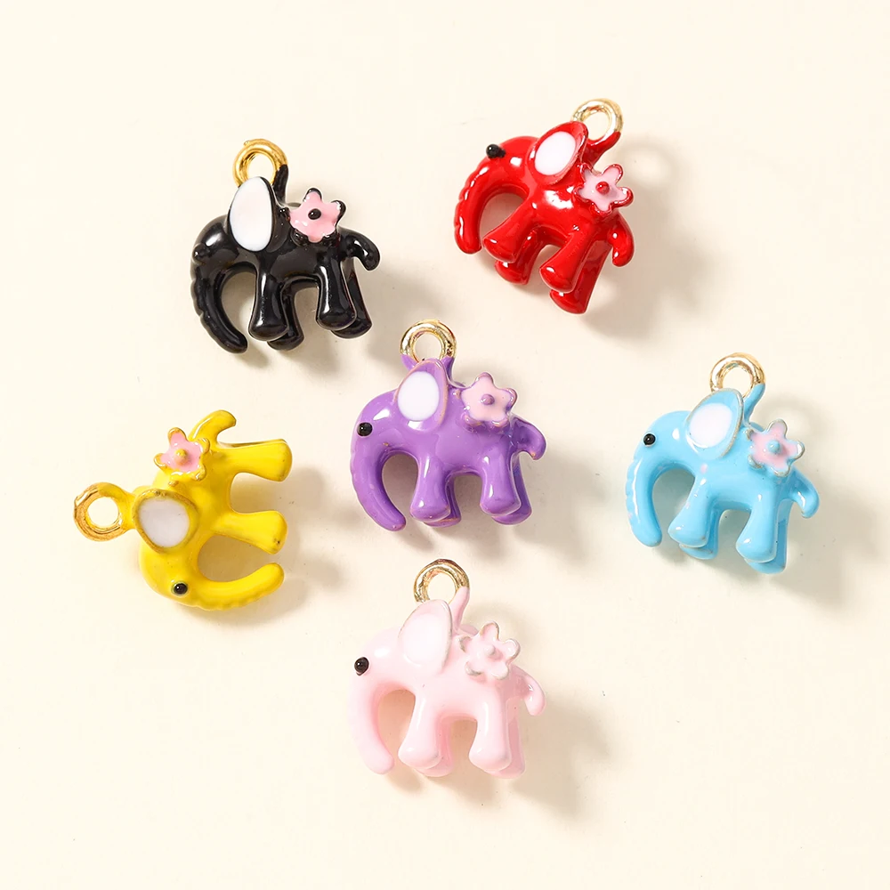 5 Stück niedliche Cartoon-Elefanten-Anhänger für Ohrringe, handgefertigt, DIY, Kawaii, lustige Elefanten-Tiere, Anhänger für Frauen und Mädchen