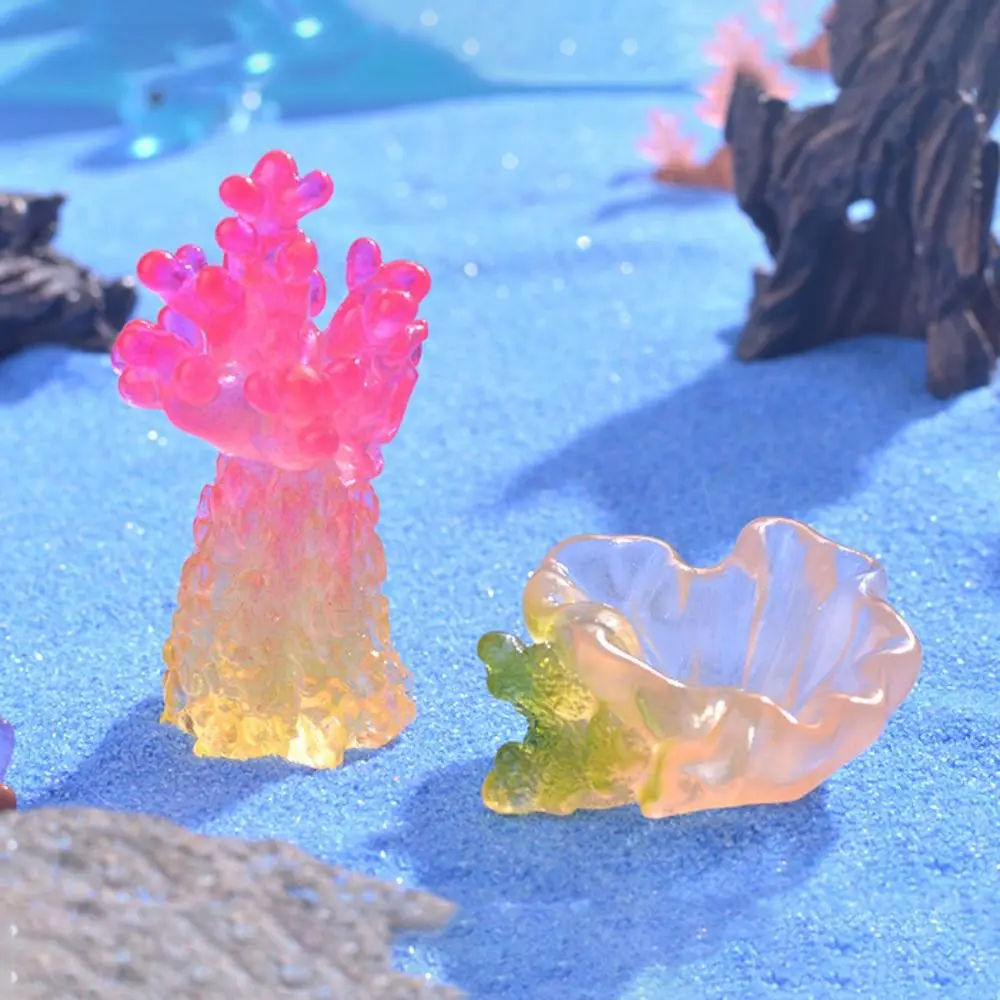 8pcs/set Resin Marine Luminous Coral Simulation Lifelike Coral Micro Landscape DIY Mini Coral Model Aquarium