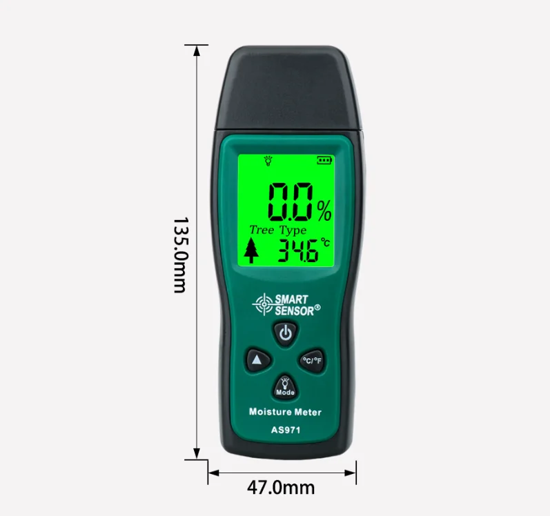 Digital Wood Moisture Meter Timber Damp Detector paper moisture analyzer with Measuring Range 2%~70% AS971