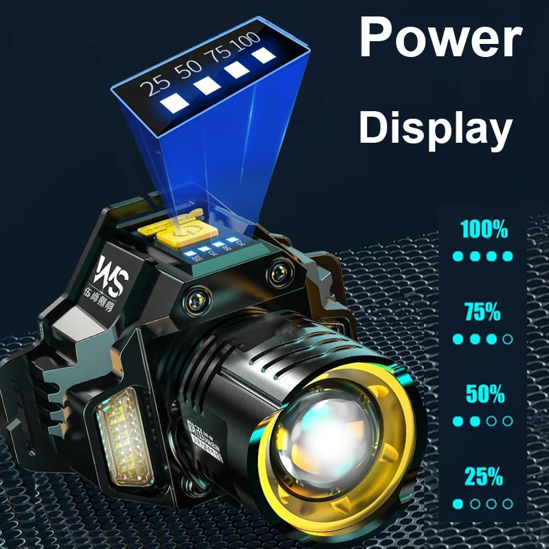 Poderoso led farol sensor de movimento farol 18650 recarregável cob cabeça lanternas alta potência lâmpada cabeça pesca farol