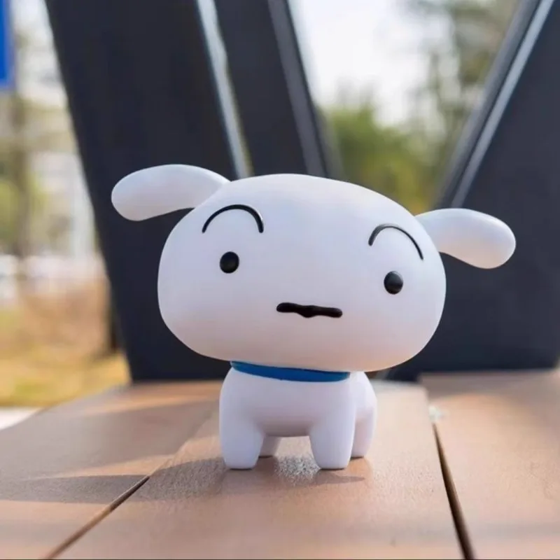 Miniso crayon shinchan anime figura brinquedo bonito cão branco mesa decoração modelo boneca colecionável personagem dos desenhos animados animal de estimação temático item