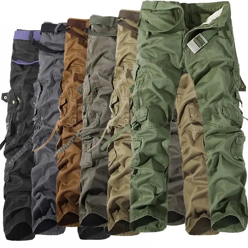 2024 Fashion Versatile Men's Workwear Pants Casual Multi Pocket Camo Outdoor Solid Color Versatile Sports Pants