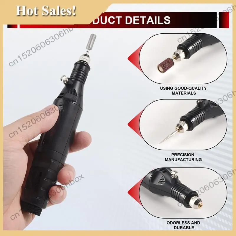 -Harapan Pena Pengukir Elektrik, Kit Alat Ukir untuk Batu Kaca Logam Perhiasan Kayu Plastik dengan Kepala Pemoles, Scriber E