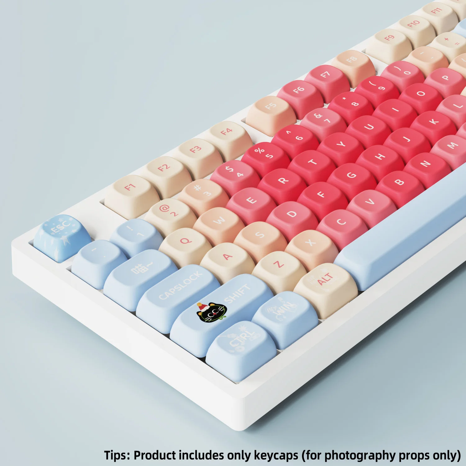 

121 Keys Cute Kitten MOA Profile Custom Keycap Set Five Side Dye Sublimation PBT Keycaps for MX Switch Keyboard