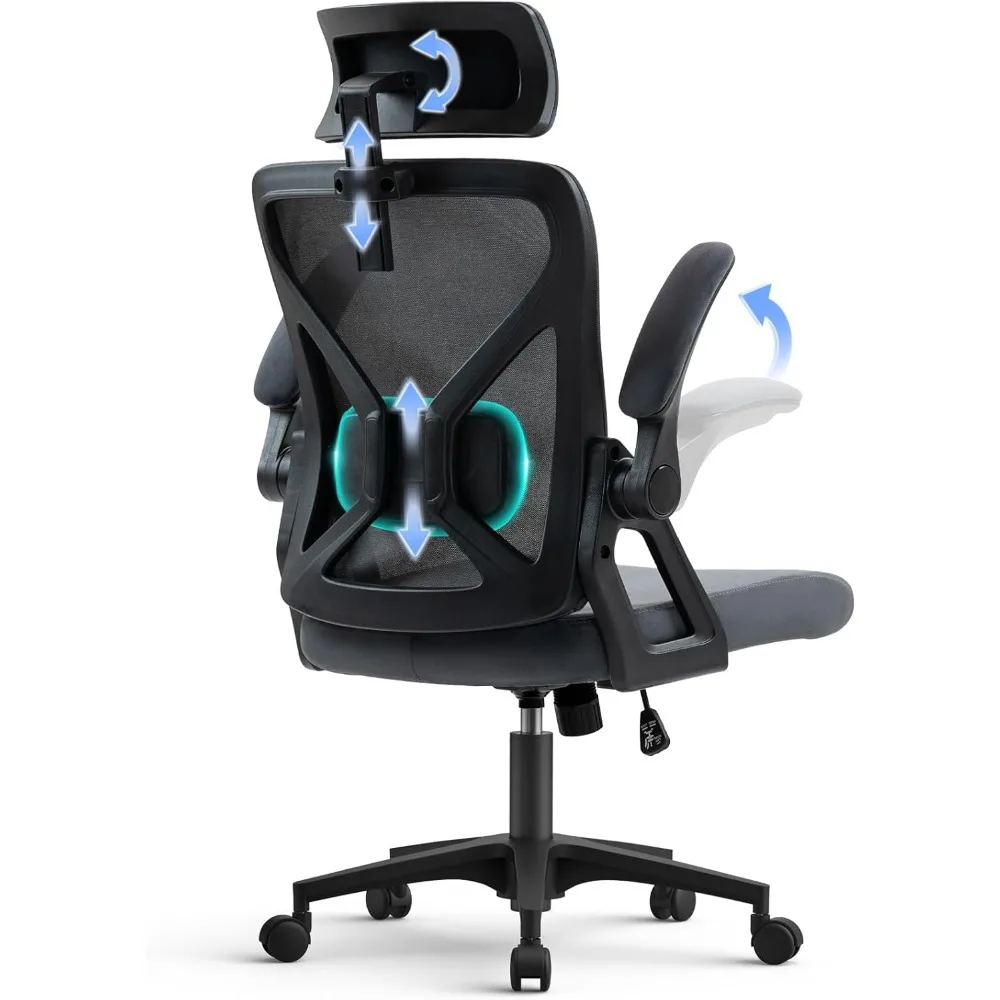 

Ergonomic Chair Comfortable Computer Chair Lumbar Support for Teens and Adults Black Grey Gaming Gamer Office Armchair Pc Swivel