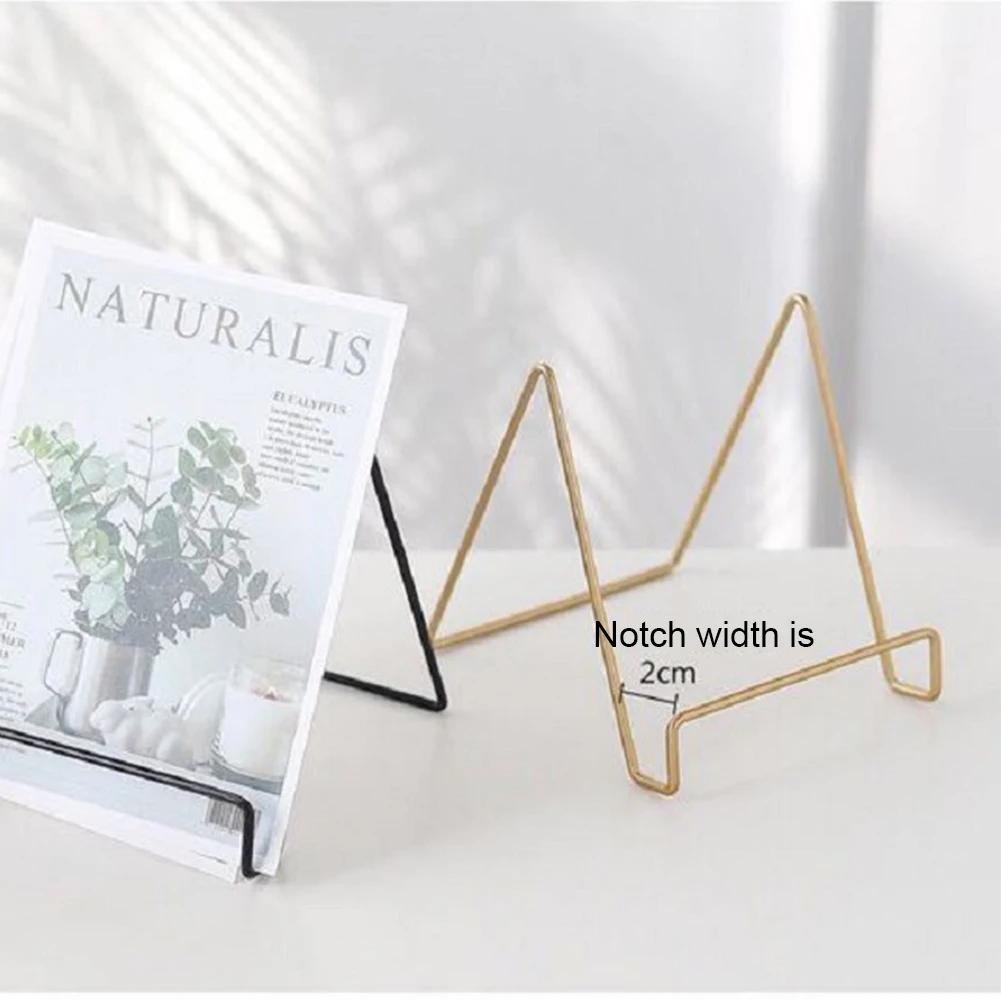 Metal Gold Plated Square Kitchen Book Holder/Stand Wire Mini Easel Small Photo Stands for Table Display for Picture Frames