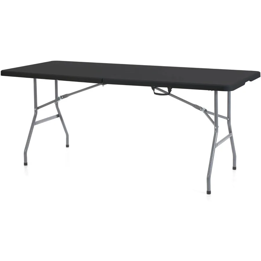 

Multipurpose Banquet Fold-in-Half Table Lightweight Durable Desk with Secure Base for Indoor and Outdoor Events 6 Foot Black Id