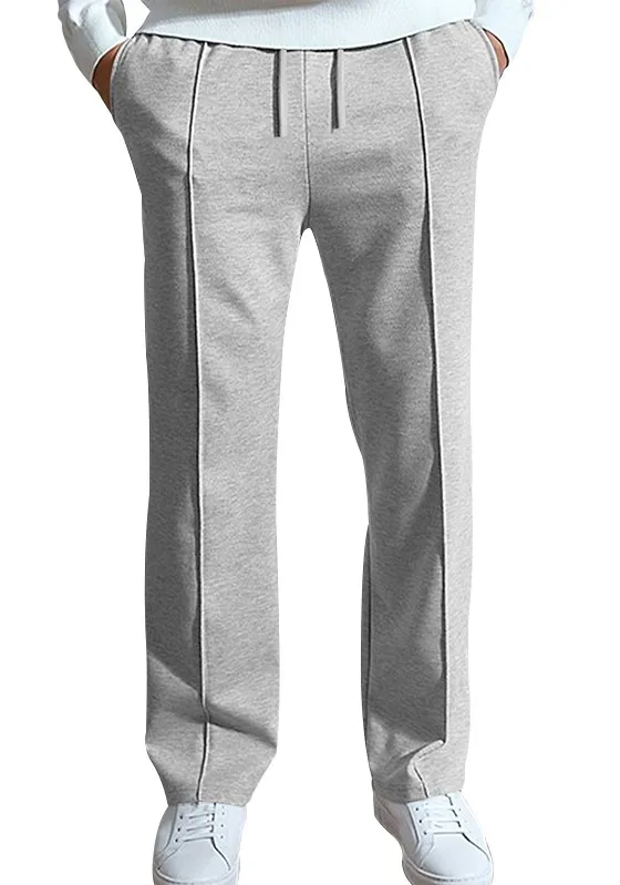 None Men's Solid Drawstring Straight Pants 5