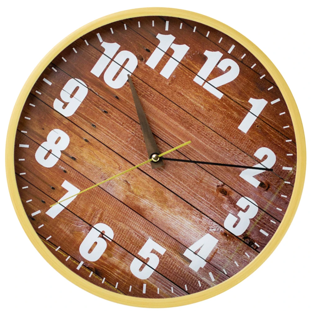 

Wooden Board Wall Clock Office Silent Movement Decorative Household for Living Room Plastic