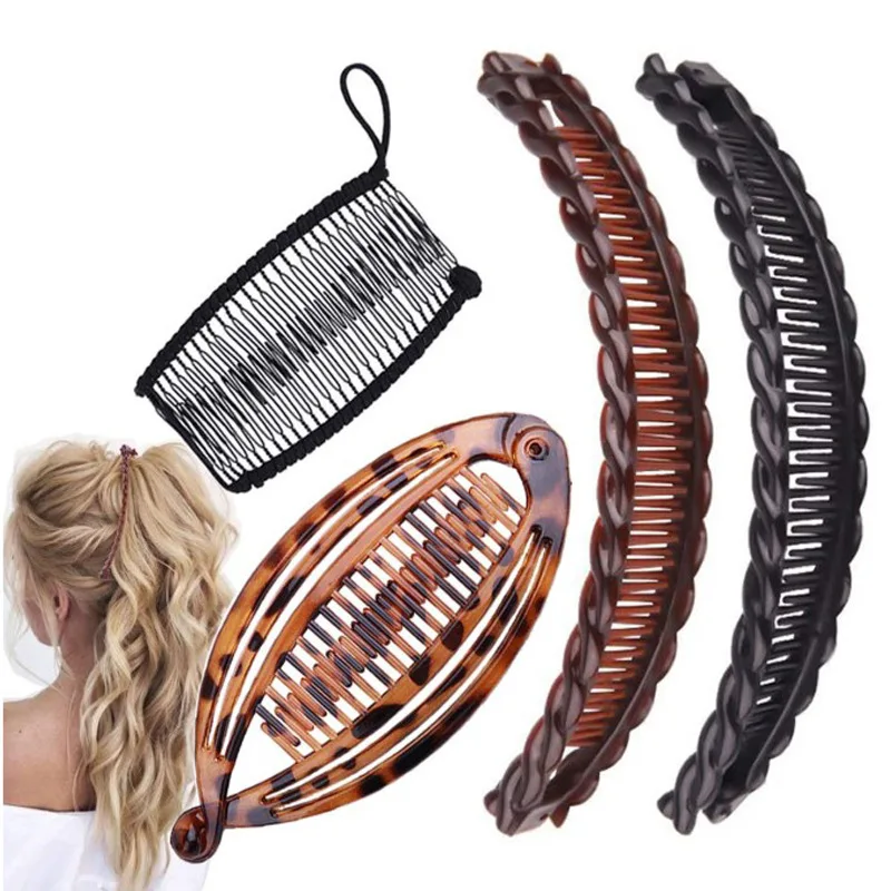 

4PCS Hair Clips Vintage Clincher Combs Tool for Thick Curly Hair Accessories Fishtail Hair Clip Banana Clip Set for Women Girls