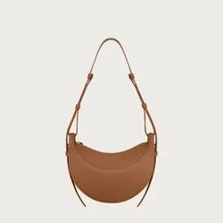 French Niche Women's Bag Armpit Dumplings Camel Leather Crescent Bag High-capacity Messenger Bag For Women