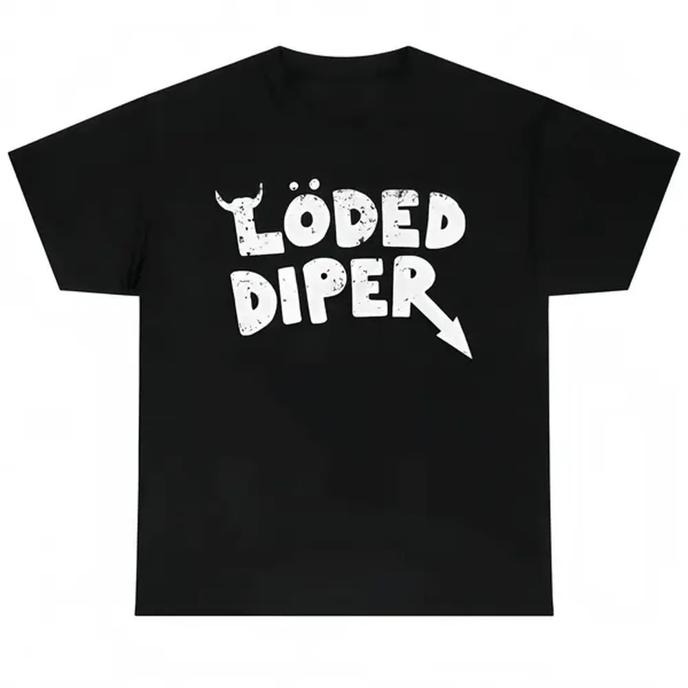Women's Loded Diaper Graphic T-shirt, Unisex Short-Sleeve Round Neck Heavy Cotton Streetwear Top, Stylish Vintage Distressed Humor Joke Gift, Summer Casual Streetwear Wear tiktokshopspringglowup,summervibes, Women's Clothes, Funny Shirts, Graphic Shirts