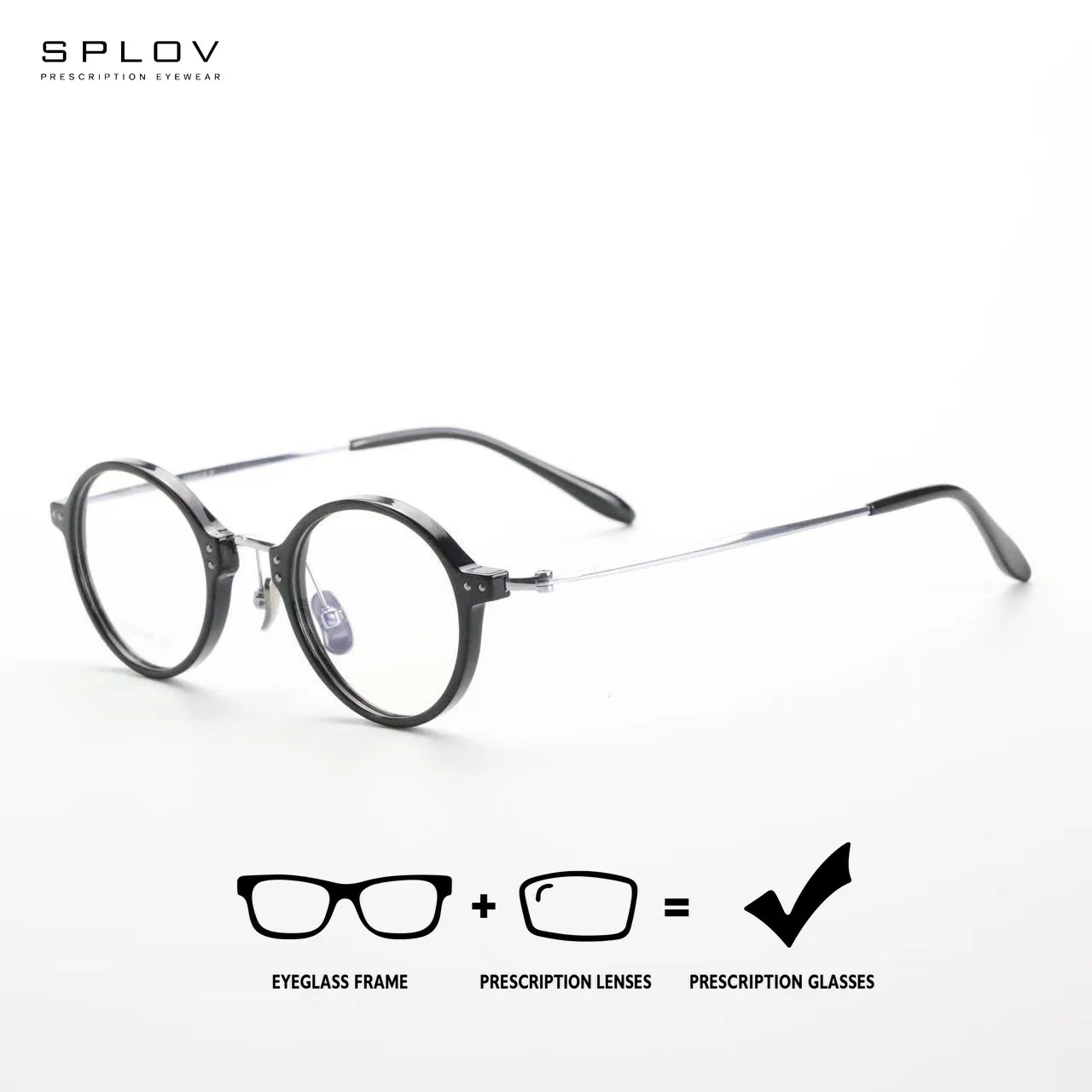 Lunettes de vue progressives multifocales rondes vintage en titane SPLOV, personnalisées, anti-lumière bleue, photochromiques, optiques