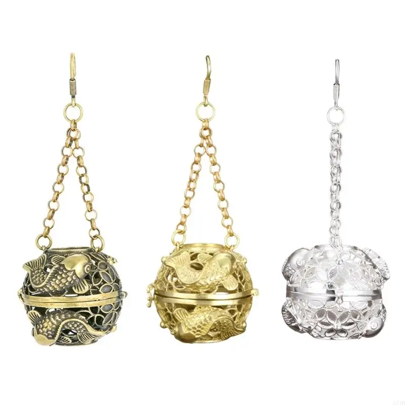 

L74D Brass Fragrances Holder With Artistic Hollowout Hanging Chain Incenses Burners Ball Scented Diffuser Censers Home Decors