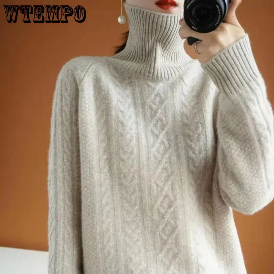 Women Turtleneck Sweater Autumn Winter Warm Soft Knitted Pullover Female Jumper Women Sweater Tops Turtle Neck