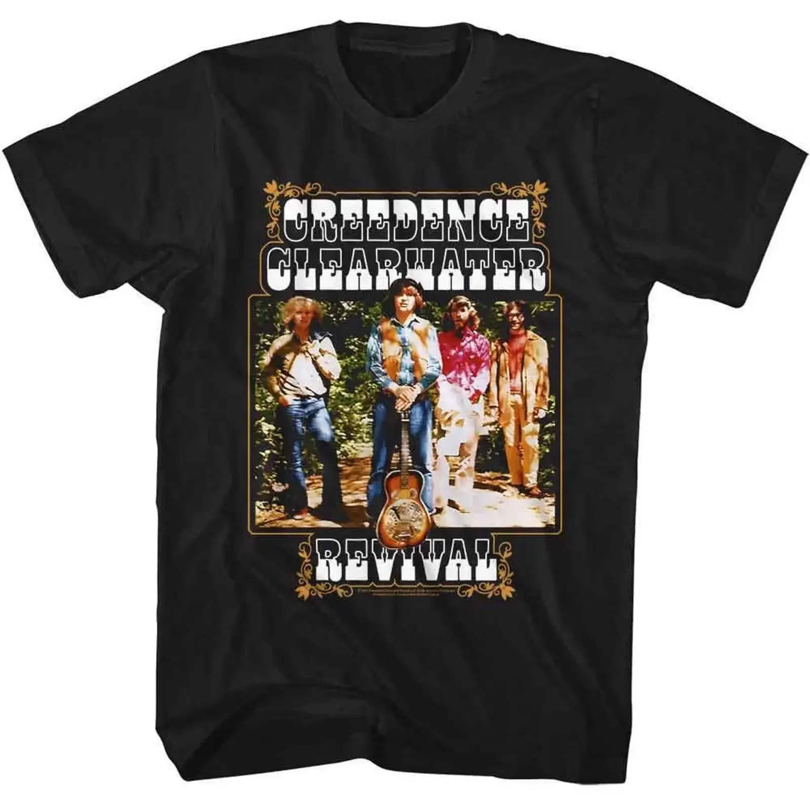Creedence Clearwater Revival Band And Fancy Box Black T Shirt vintage Washed graphic fashion streetwear Casual Stylish