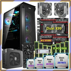 Gaming Computer X99-T8D Motherboard 512G M.2 SSD 2*CPU E5 2676 2696 2678 V3 Coolers 64G RAM GTX1660 Super 6G Video Card 600W PSU