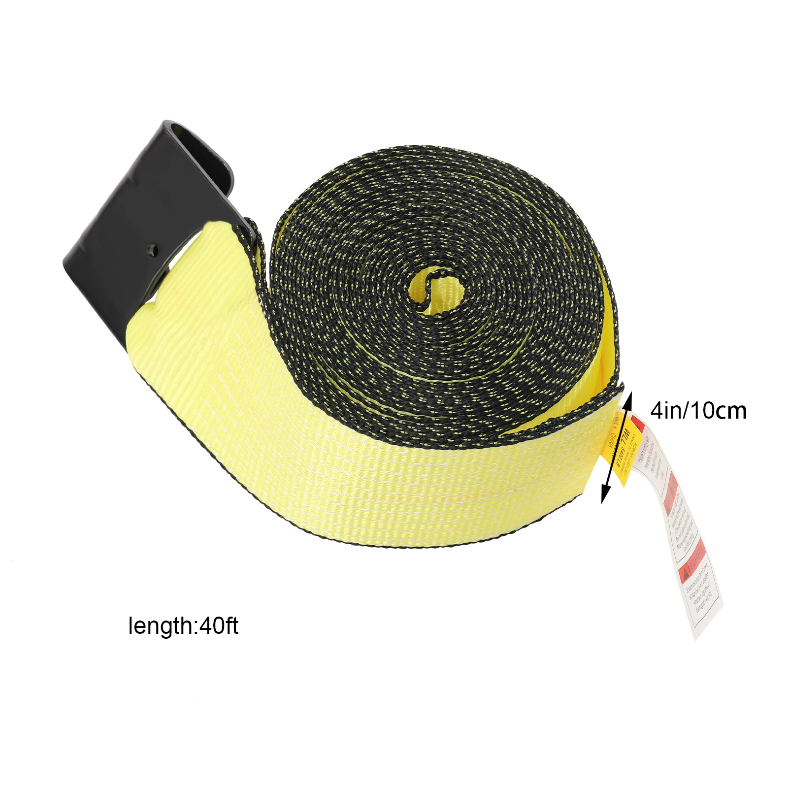 Amarelo Heavy Duty Winch Straps, Amarre com gancho plano, Controle de carga para reboque utilitário de caminhão, WLL #, 4 "x 40"