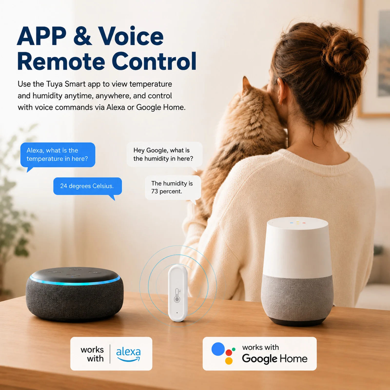 Tuya IP65 Wasserdichter WLAN-Temperatur- und Feuchtigkeitssensor für Innen- und Außenbereich, Heimthermometer, kompatibel mit Alexa und Google Home Voice. – Detail 3